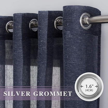 NICETOWN Linen Sheer Curtains for Bedroom Window, Grommet Semi Sheer Linen - Image 2