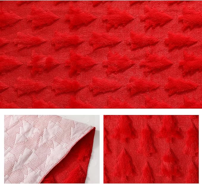Christmas Tbale Runner 13x72 Inch Soft Plush Faux Fur Jacquard Red Big Small - Image 5
