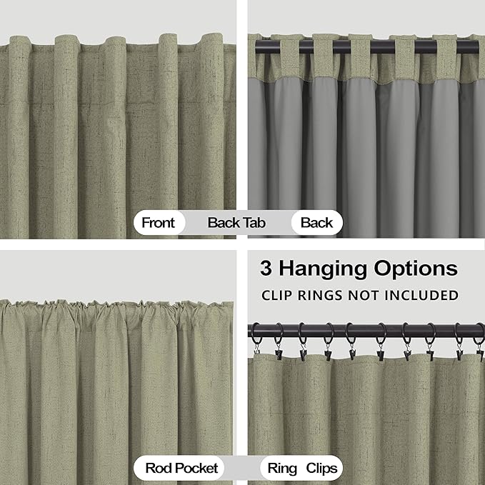 KOUFALL Sage Green Curtains 108 Inches Long - Image 5