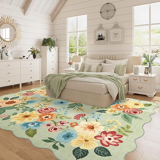 DUKINO 5x7 Area Rug, Floral Washable Rugs - Image 3