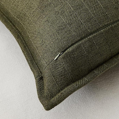 24x24 Linen Pillow Covers Olive Green Pack of 2 Farmhouse Boho Neutral Accents - Image 3