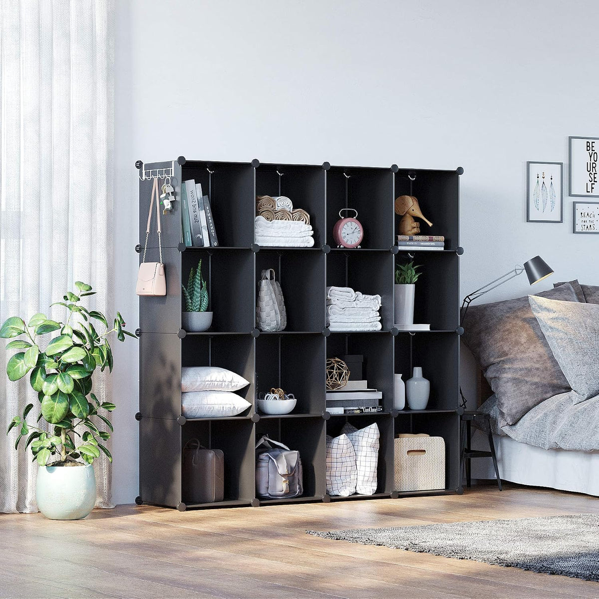c&ahome 16 cube storage organizer cube shelves units, side view