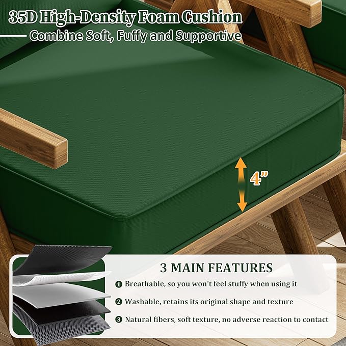 Outdoor Seat Cushion Set 22 L × 24 W × 5 H Inch Waterproof & Fade Resistant - Image 3