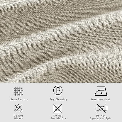 Macochico Extra Wide Full Blackout Linen Curtains - Image 5