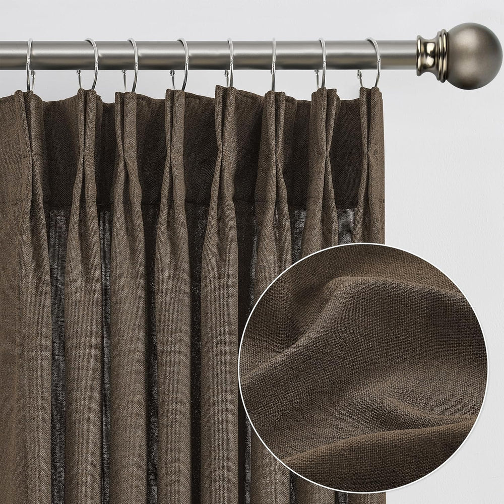 Chocolate Coffee Brown Pleated Sheer Curtains 42x45 Inch Long 2 PCs