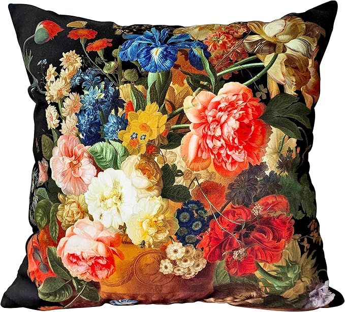 Elegant Velvet Floral Throw Pillow Cover Double Sides Handmake Flower by whooplaArt