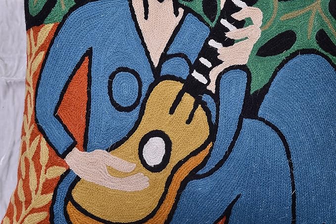 The Music Matisse Decorative Pillow Cover Handembroidered Wool 18x18 - Image 9