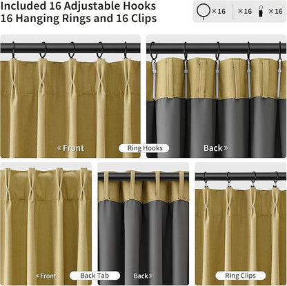 Joywell Pinch Pleated 100% Blackout Linen Curtains 120 Inch Long Insulated - Image 3