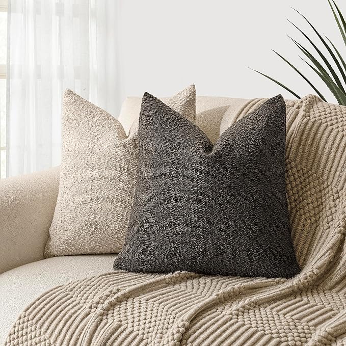 Foindtower Pack of 2 Textured Boucle Throw Pillow Covers Accent Solid - Image 5
