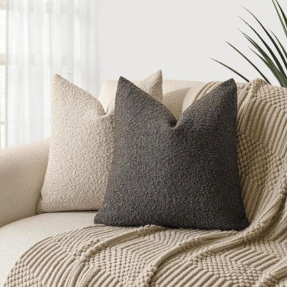 Foindtower Pack of 2 Textured Boucle Throw Pillow Covers Accent Solid - Image 5