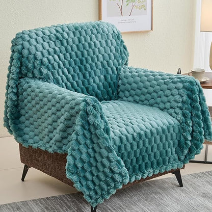 NEWCOSPLAY Super Soft Queen Blanket Light Teal Premium Silky Flannel Fleece 3D - Image 9