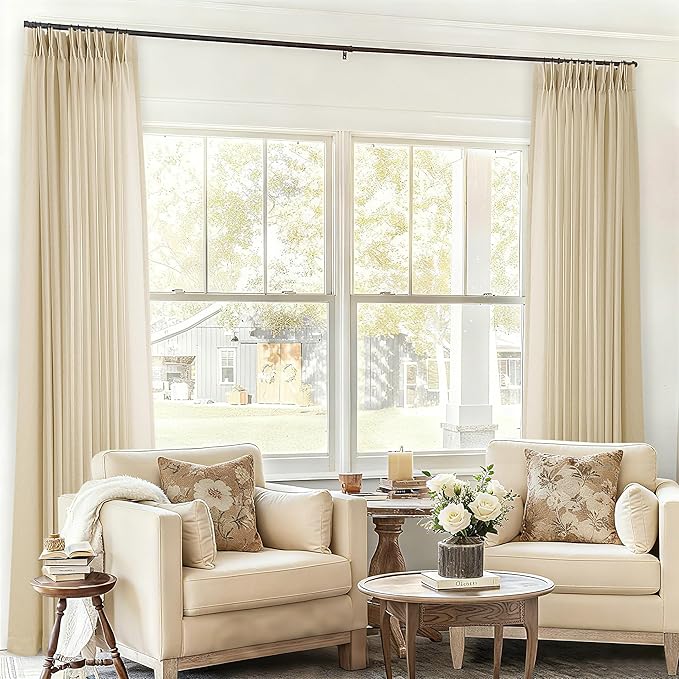 Beige Tan Linen 102 Inch Curtains 72 Inch Wide - Image 8