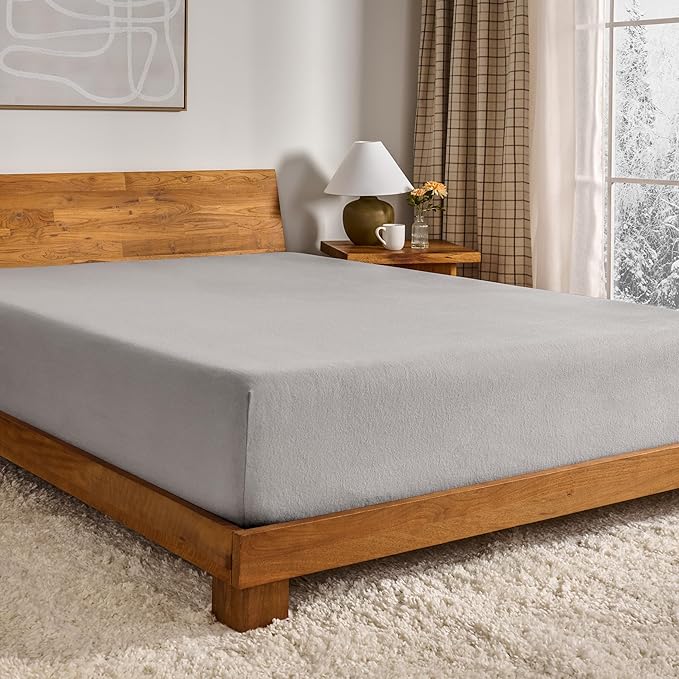 Bare Home Flannel Fitted Bottom Sheet 100% Cotton, Velvety Soft Heavyweight by BareHome
