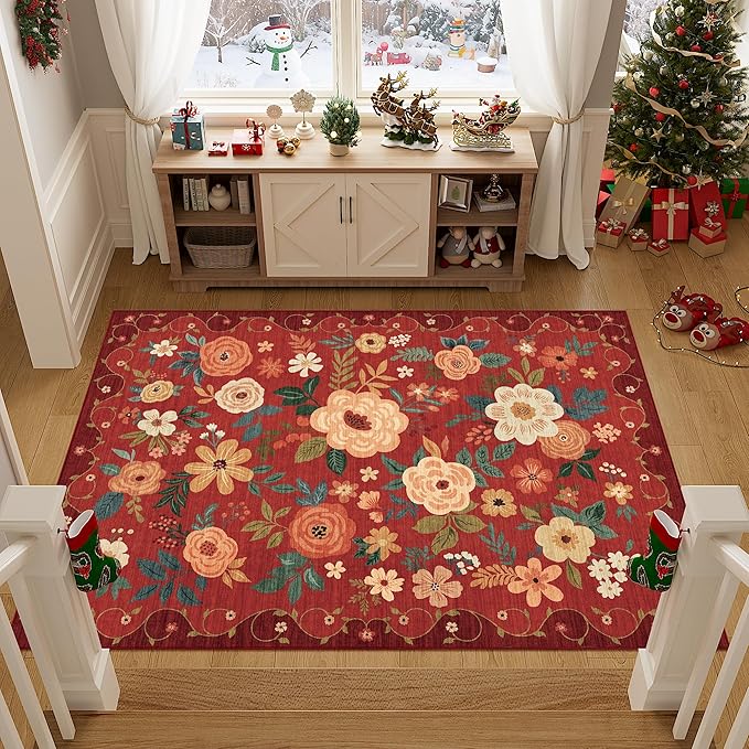 DUKINO 3x5 Area Rug, Floral Rugs by DUKINO