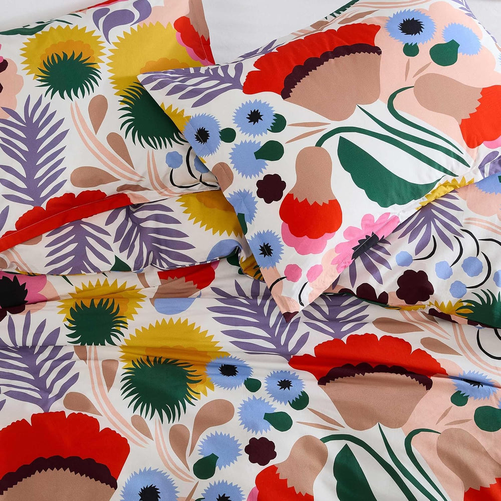 MARIMEKKO - Queen Duvet Cover Set with Shams, Cotton Percale