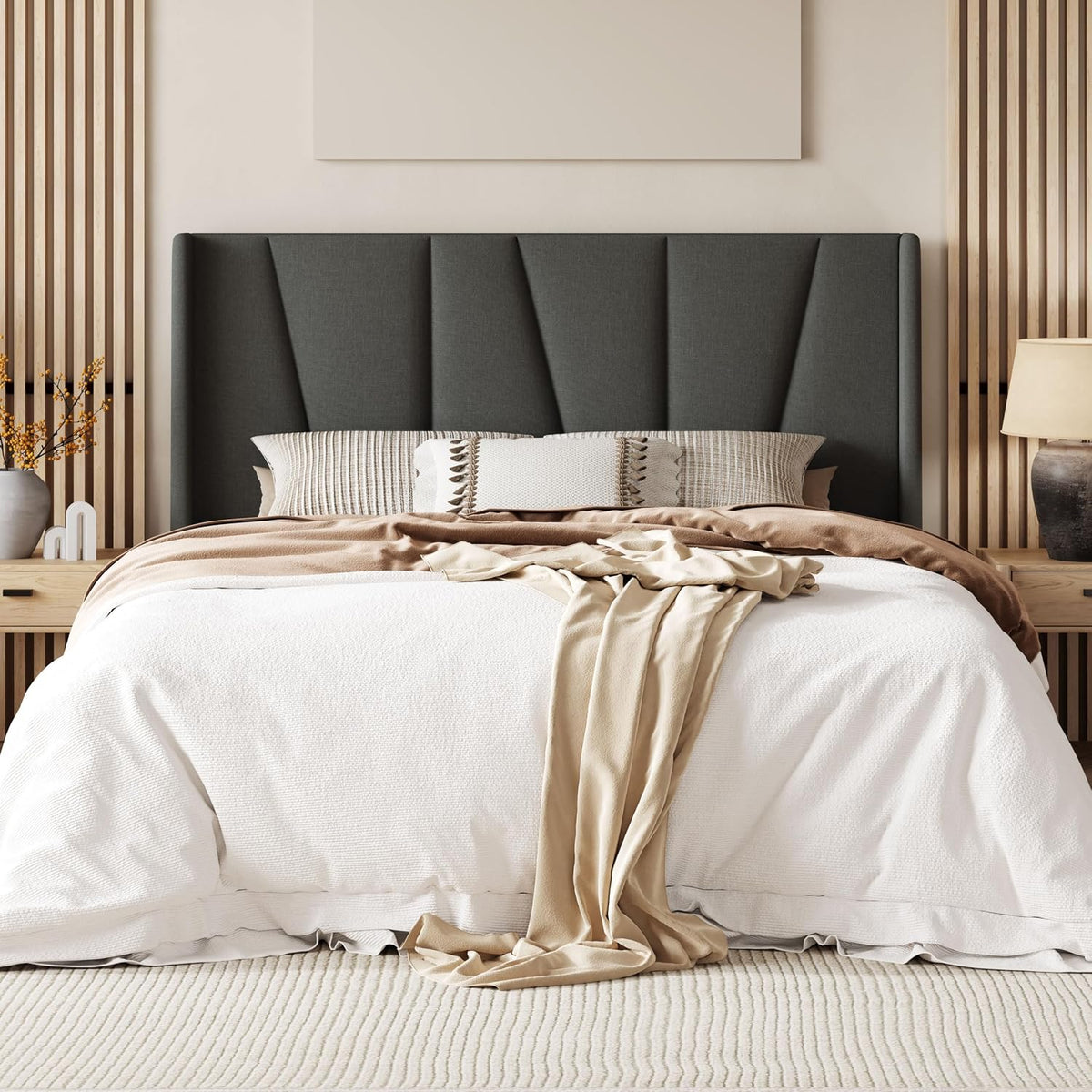 allewie queen size platform bed frame with upholstered, main product view