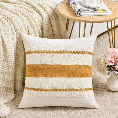 Fancy Homi Set of 2 Mustard Yellow Fall Decorative Throw Pillow Cover 20x20 Inch - Image 2