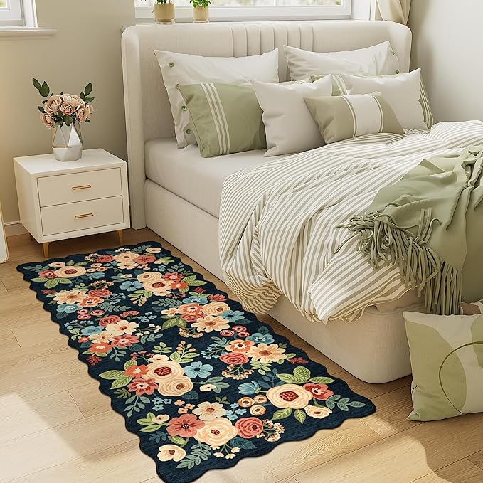 DUKINO 2x5 Washable Runner Rugs, Non Slip Floral Print Entryway Rug - Image 4