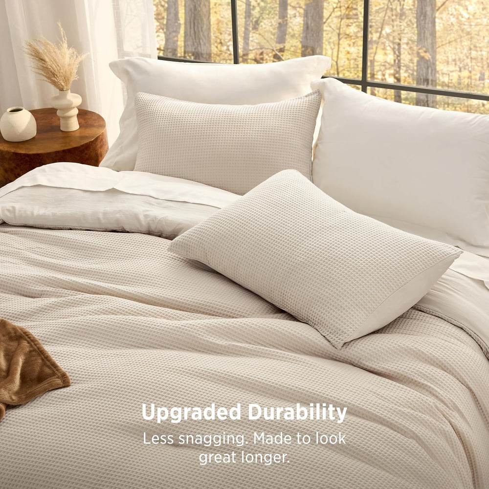 Bedsure Beige Comforter Set Queen, Waffle Ultra Soft Bedding