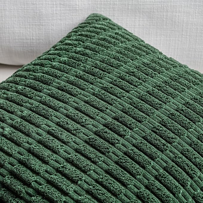 Fancy Homi 4 Packs Hunter Green Decorative Throw Pillow Covers 18x18 Inch - Image 4