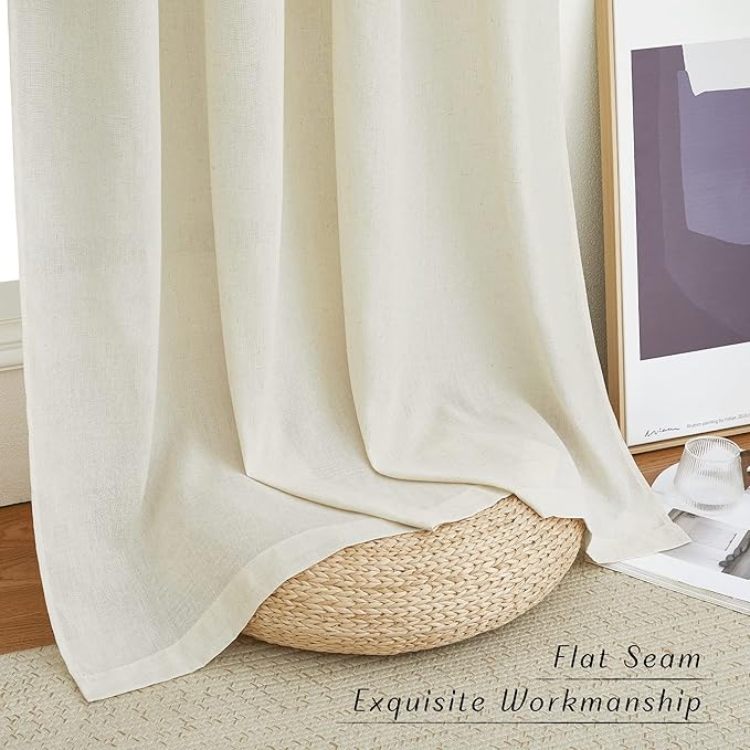 NICETOWN Flax Linen Room Divider Curtains 84 inches Long, Grommet Thick Linen - Image 7