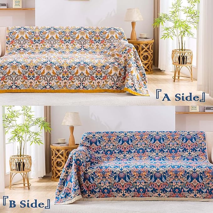 Boho Blanket Throw Quilt, 100% Cotton Soft Light Weight Throw Blankets - Image 4