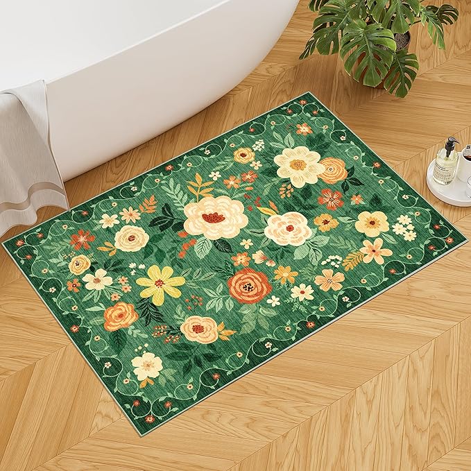 DUKINO 2x3 Rugs for Entryway, Floral Indoor Washable Door Mat, Non Slip Boho - Image 7