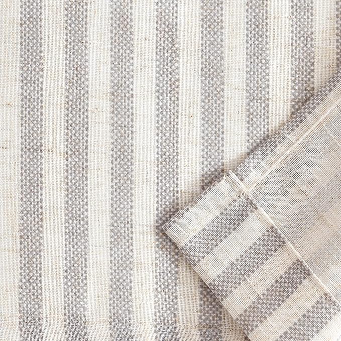 jinchan Tie Up Linen Textured Striped Bow Tie Curtain - Image 8