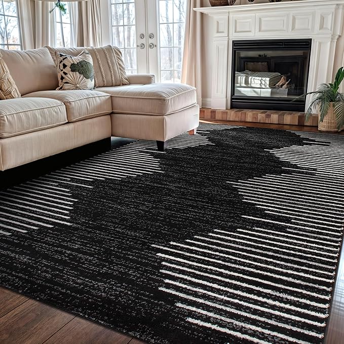 Rugshop Bohemian Stripe Stain Resistant High Traffic Living Room Kitchen by Rugshop