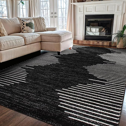 Rugshop Bohemian Stripe Stain Resistant High Traffic Living Room Kitchen by Rugshop