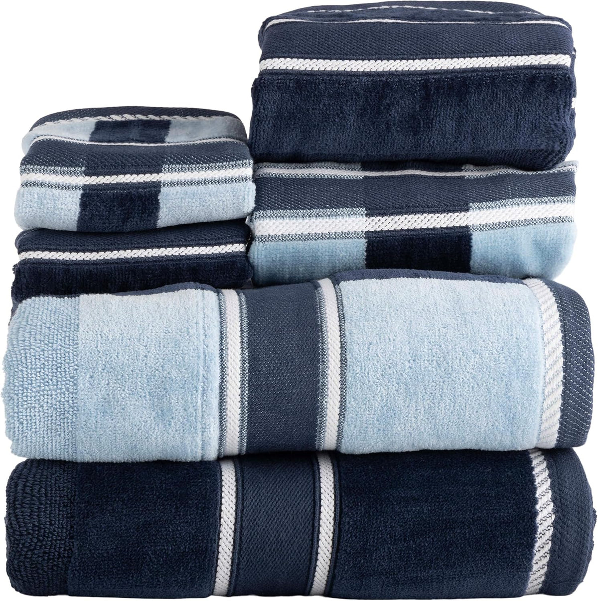 lavish home bathroom towels set, bathroom accessories, navy, main product view