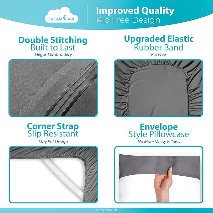 DREAMCARE Twin XL Sheet Sets – 3pcs Cooling Sheets – up to 15” Deep Pocket Twin - Image 6