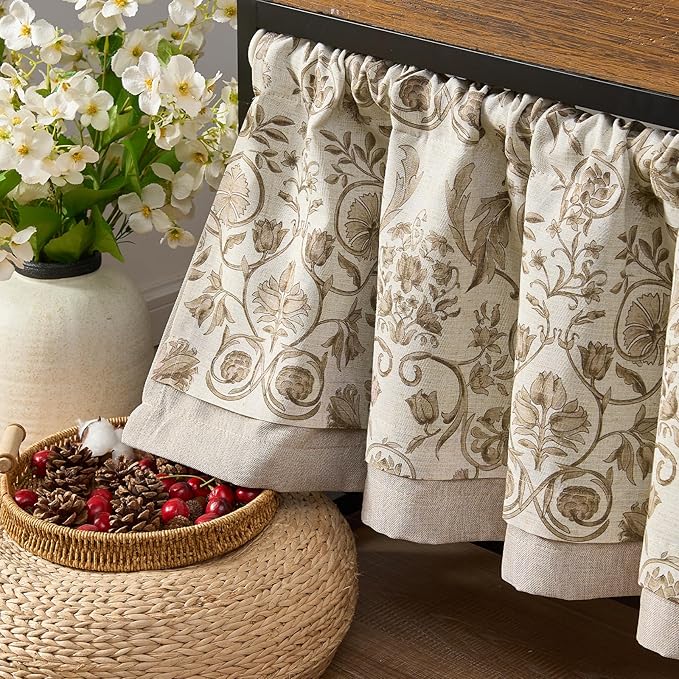 JINCHAN Linen Valance Kitchen Curtain - Image 8