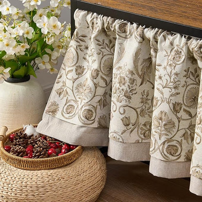 jinchan Linen Valance Kitchen Curtain Pack of 2 Double Layer 16 Inch - Image 8