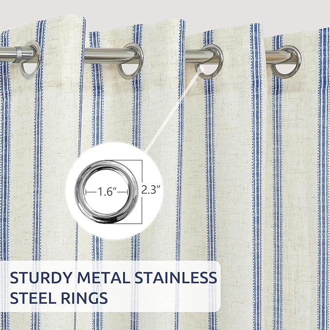 DriftAway Farmhouse Vertical Striped Linen Blend Textured Light Filtering Semi - Image 3