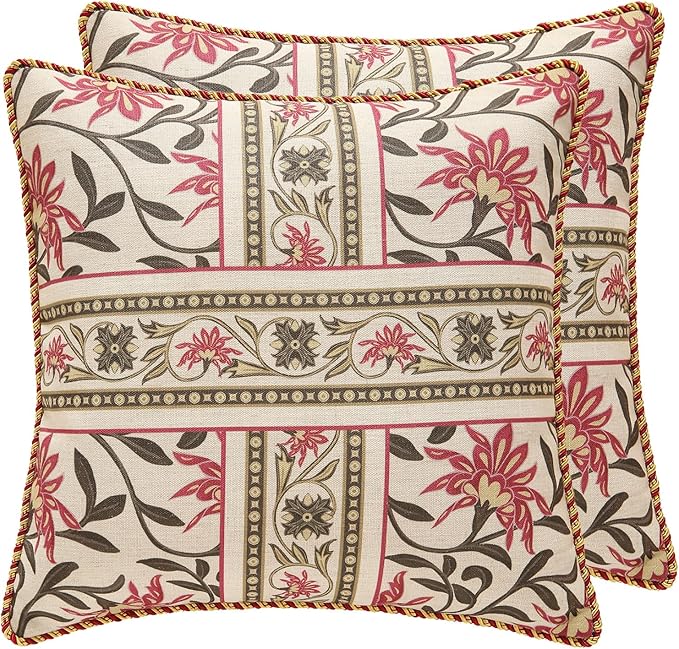 patdrea Designer Throw Pillow Covers 18X18 Inches, Vintage Red Linen Pillowcases by Welcometopatdrea