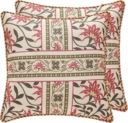 patdrea Designer Throw Pillow Covers 18X18 Inches, Vintage Red Linen Pillowcases by Welcometopatdrea