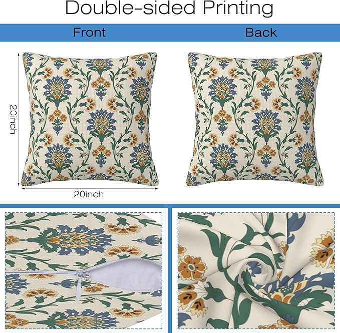 Vintage Floral Throw Pillow Cover Case Traditional Turkish Throw Pillows Set of - Image 2
