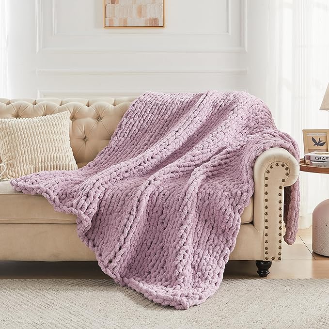 Carriediosa Chunky Knit Throw Blanket 50" X 60", 100% Hand Made Large Chenille - Image 6