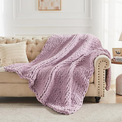 Carriediosa Chunky Knit Throw Blanket 50" X 60", 100% Hand Made Large Chenille - Image 6