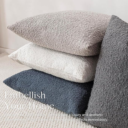 Foindtower Decorative Boucle Throw Pillow Covers Accent Solid Pillow Cases Cozy - Image 6