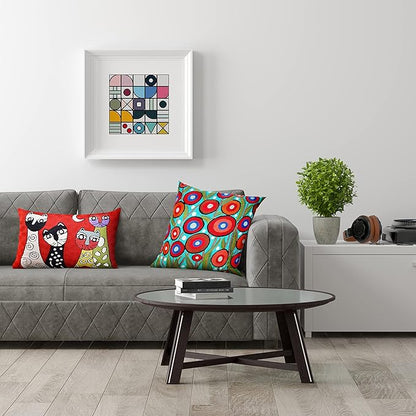 Lumbar Picasso Cat Pillow Cover Red Kitties Pillowcase Cute Cat Cushion Kitty - Image 3