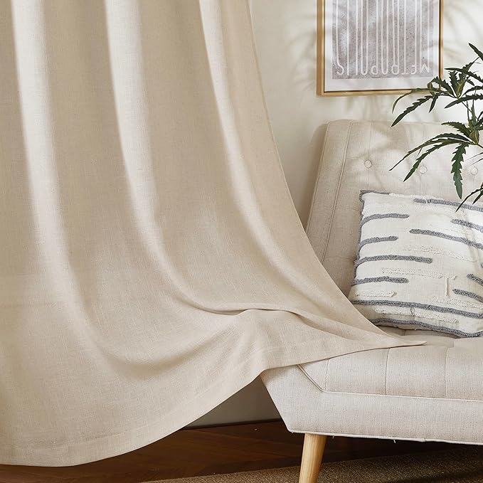 NICETOWN Cream Beige Linen Curtains & Drapes 84 inches Long, Grommet Flax Linen - Image 8