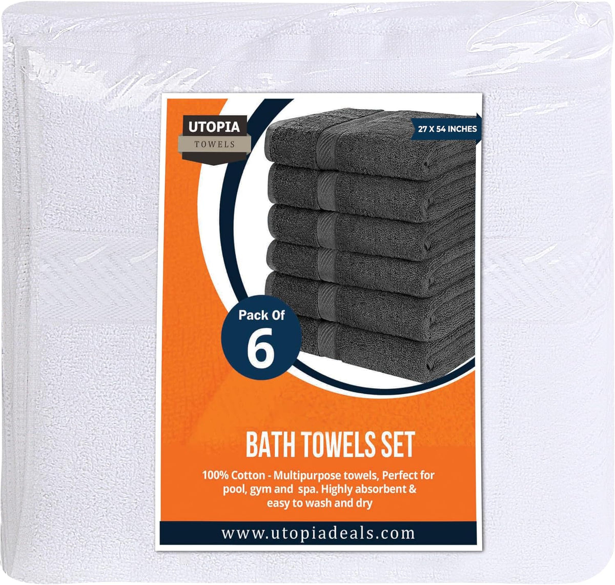 utopia towels 6 pack bath towel set (27 showing dimensions