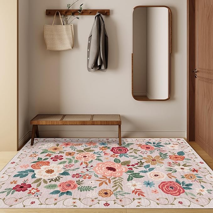 DUKINO 3x5 Area Rug, Floral Rugs - Image 4
