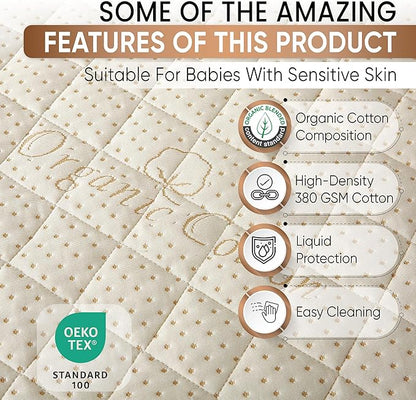 Crib Luxury Quilted Organic Mattress Protector Pad - Image 4