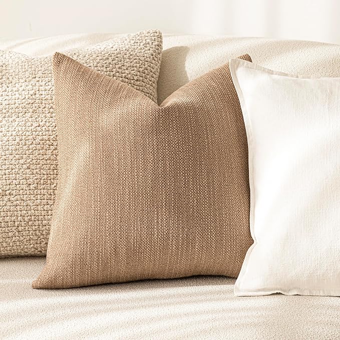 Foindtower Set of 2 Decorative Textured Burlap Linen Throw Pillow Covers - Image 4