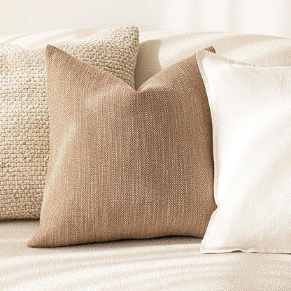 Foindtower Set of 2 Decorative Textured Burlap Linen Throw Pillow Covers - Image 4