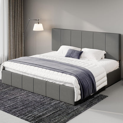 allewie king size dutch velvet upholstered platform bed, main product view