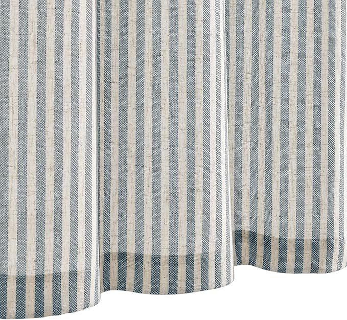 jinchan Tab Top Linen Kitchen Curtains 24 Inches Striped Tier Curtains - Image 8